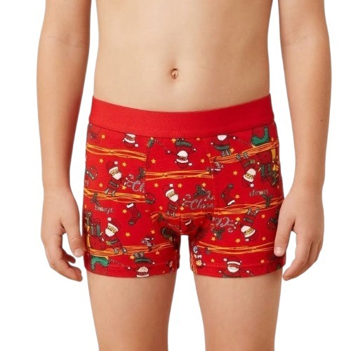 Chlapecké vánoční boxerky bavlněné, červená - vel. M