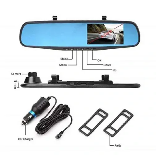 Full HD autokamera v zrcátku s parkovací kamerou – 4.5" LCD