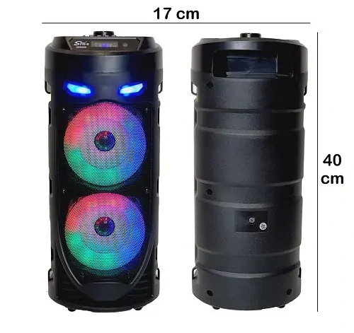 Bluetooth reproduktor ZQS-4239 černý – 40 cm, 16 W, FM rádio + mikrofon, LED