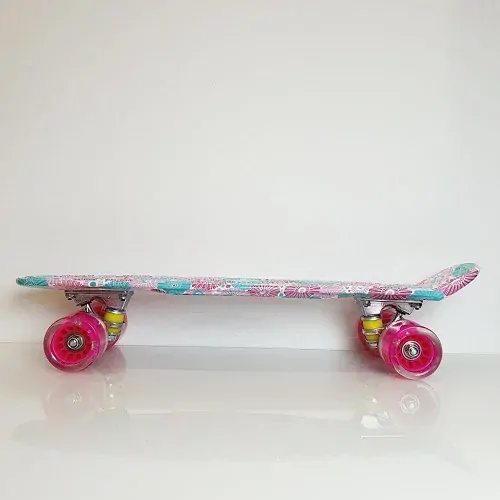 Pennyboard 55cm, svítící LED kolečka - růžová