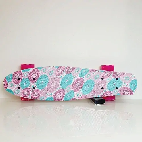 Pennyboard 55cm, svítící LED kolečka - růžová