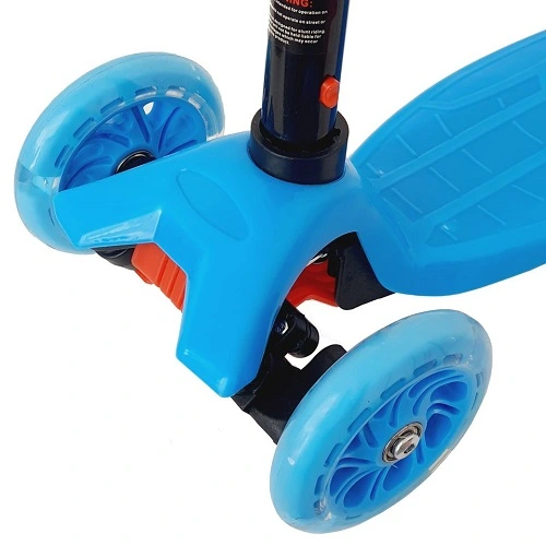 Dětská balanční koloběžka s LED kolečky – modrá (nosnost 40 kg)