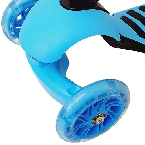 Dětská balanční koloběžka 3v1 s LED kolečky a skládacím sedátkem - modrá