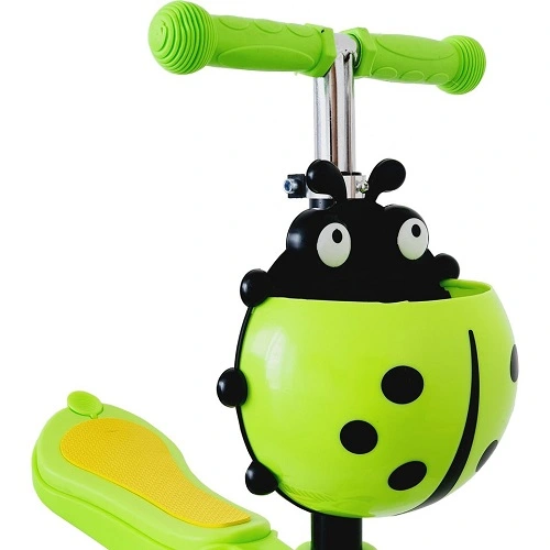 Dětská balanční koloběžka 3v1 s LED kolečky a skládacím sedátkem - zelená