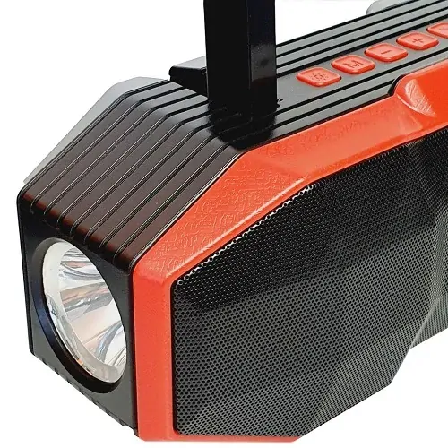 Bezdrátový Bluetooth reproduktor D07 červený: FM rádio, svítilna, 5W
