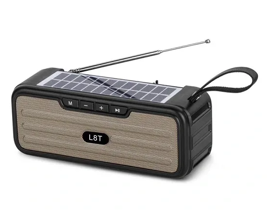 Bezdrátový Bluetooth reproduktor L-8T zlatý: Solární panel, TWS, 5W