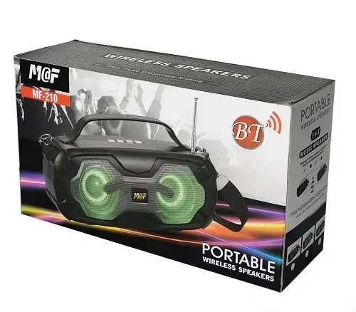 Bezdrátový Bluetooth reproduktor MF 210 černý: 10W, TWS, FM rádio, LED
