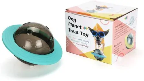 Interaktivní hračka na pamlsky Dog Planet – tyrkysová