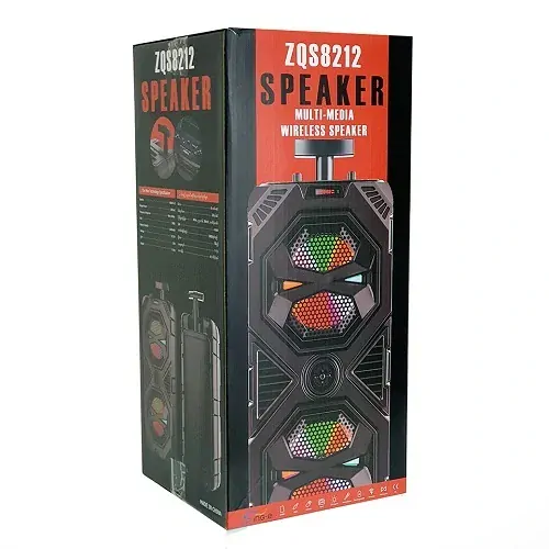 Bluetooth reproduktor ZQS8212 černý – 59 cm, 40 W, FM rádio + bezdrátový mikrofon