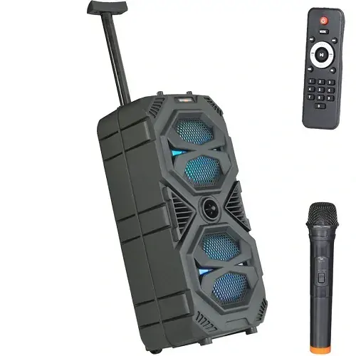 Bluetooth reproduktor ZQS8212 černý – 59 cm, 40 W, FM rádio + bezdrátový mikrofon