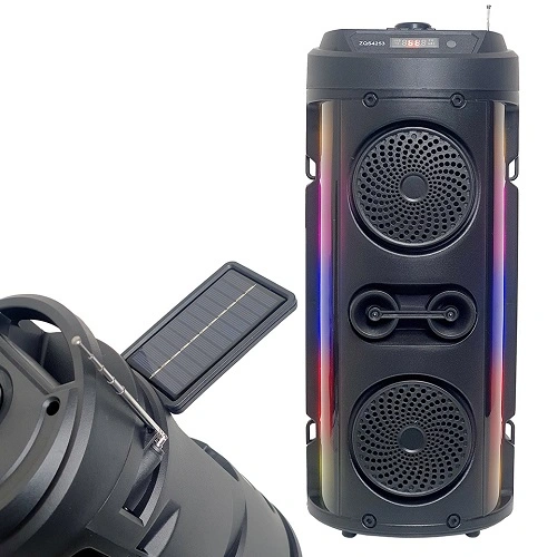 Bluetooth reproduktor ZQS-4253 černý – 40 cm, 16 W, solární panel + mikrofon, LED