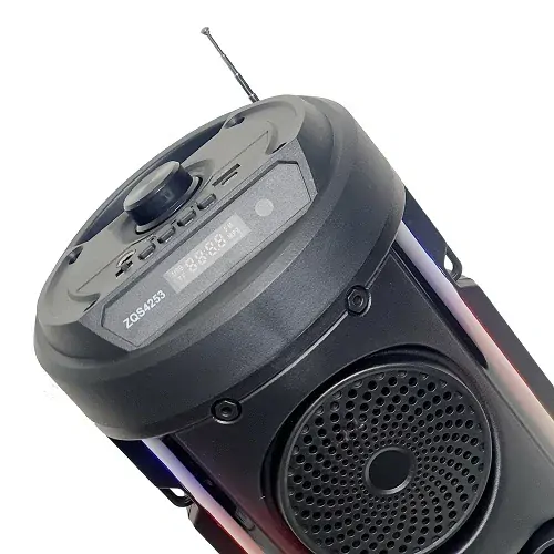 Bluetooth reproduktor ZQS-4253 černý – 40 cm, 16 W, solární panel + mikrofon, LED