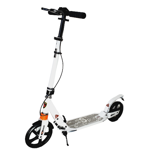 Městská odpružená koloběžka s ruční brzdou a koly 8" - bílá