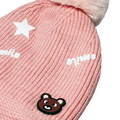 Dětská zateplená čepice přes uši pro holky 1–5 let – světle růžová