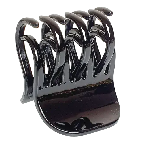 Plastový skřipec do vlasů, dvojité zuby - bagr černá