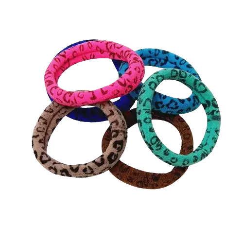 Sada gumiček do vlasů se vzorem levhart barevné - 6 ks