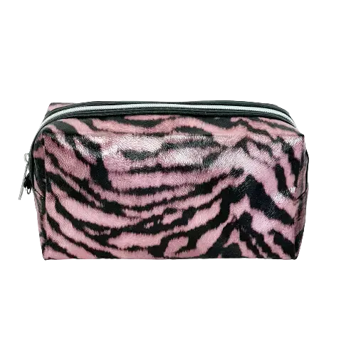Kosmetická taštička Zebra – růžová, 18,5x10,5 cm