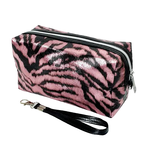 Kosmetická taštička Zebra – růžová, 18,5x10,5 cm
