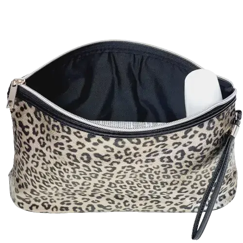 Kosmetická taštička Leopard – zlatá, 28x17 cm