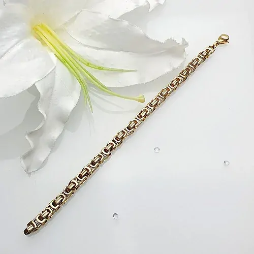 Pánský ocelový náramek  - zlatý