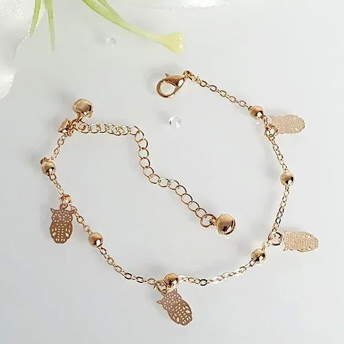 Náramek na nohu zlatý s přívěškem - sova