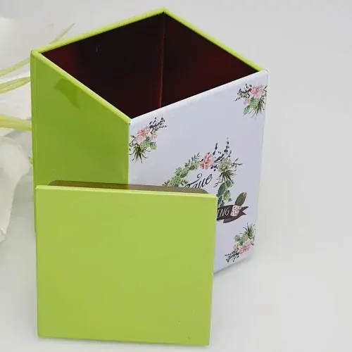 Kovová svatební dárková krabička zelená – krabička na šperky a sladkosti
