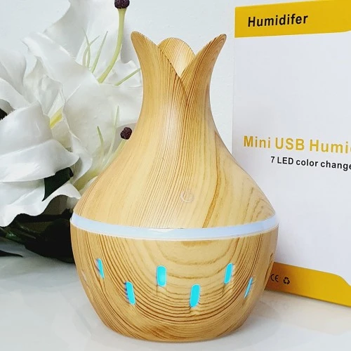 Ultrazvukový aroma difuzér 130 ml – Design světlé dřevo s výřezy