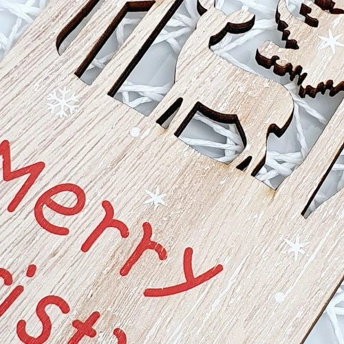 Dřevěná dekorace na Vánoce “Merry Christmas” přírodní – vánoční dřevěná dekorace