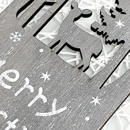 Šedá dřevěná dekorace „Merry Christmas“ – originální vánoční doplněk