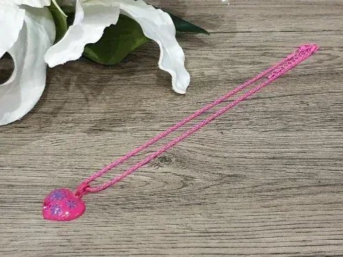 Dětský řetízek s přívěskem Srdce – růžový, s kamínky, 42+5,5 cm