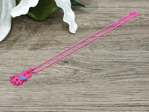 Dětský řetízek s přívěskem Zajíc – růžový, s kamínky, 42+5,5 cm