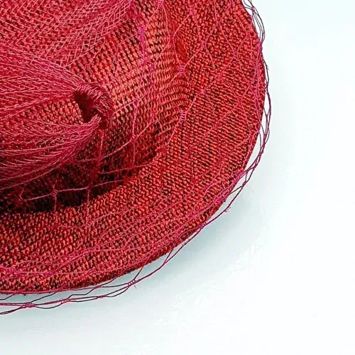 Fascinátor - společenský klobouček a pineta 2v1 - vínová