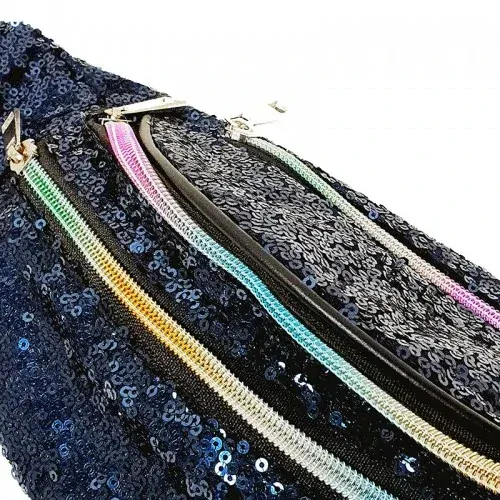 Dámská ledvinka s flitrama - modrá