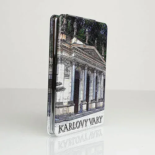 Dámské kosmetické zrcátko – suvenýr Karlovy Vary | motiv lázeňského města