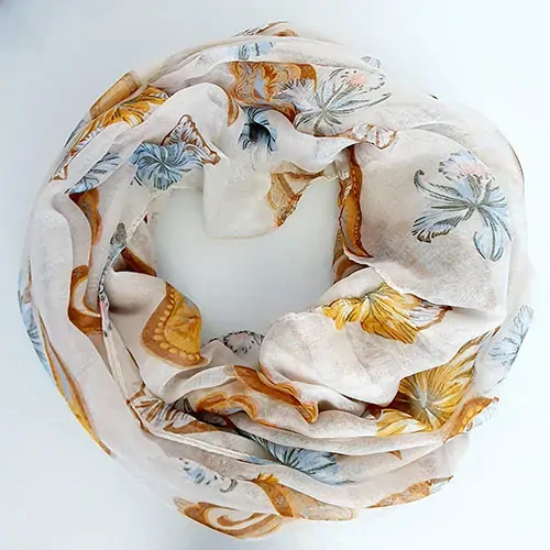 Dámská šála tunel se vzorem "paisley" - hnědá