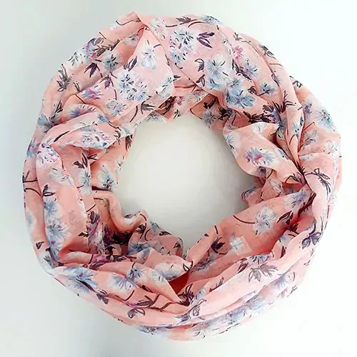 Dámská šála tunel se vzorem - kytka