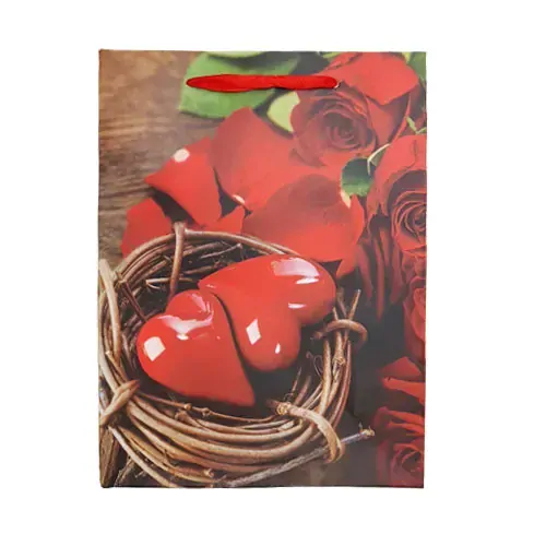 Střední dárková taška - valentýnská - srdce košík