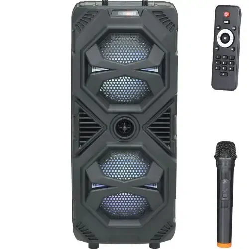 Bluetooth reproduktor ZQS8212 černý – 59 cm, 40 W, FM rádio + bezdrátový mikrofon