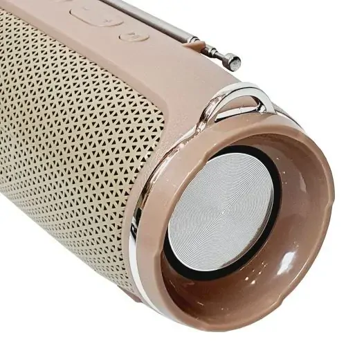 Bezdrátový Bluetooth reproduktor A39 béžový: 6W, TWS, FM rádio, popruh