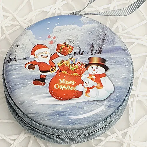 Plechová dárková krabička - vánoční motiv - sv.modrá