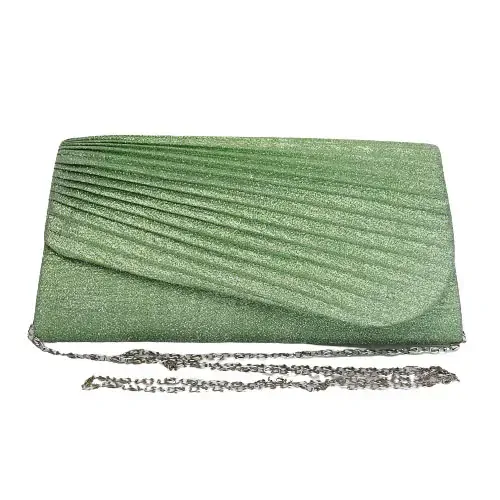 Třpytivé společenské psaníčko s řetízkem – světle zelené