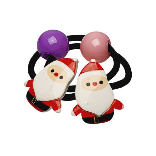 Vánoční gumička s ozdobou - Santa postavička - 2ks