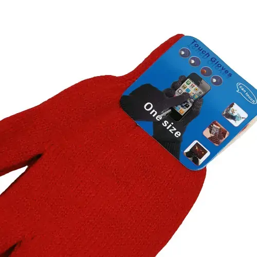 Zimní strečové rukavice, vhodné i pro dotykové telefony - červená