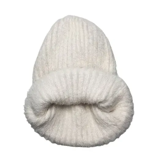 Unisex zimní čepice s chloupkem - bílá
