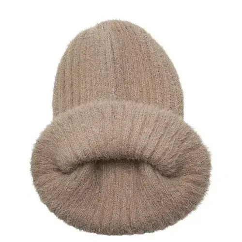 Unisex zimní čepice s chloupkem - hnědá