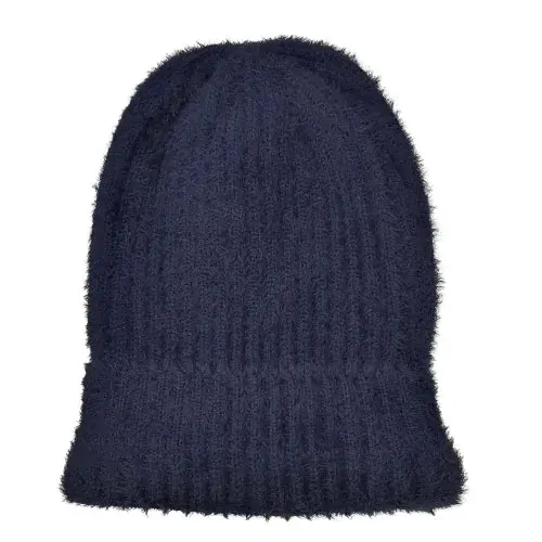 Unisex zimní čepice s chloupkem - modrá
