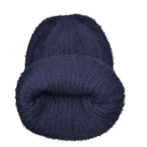 Unisex zimní čepice s chloupkem - modrá