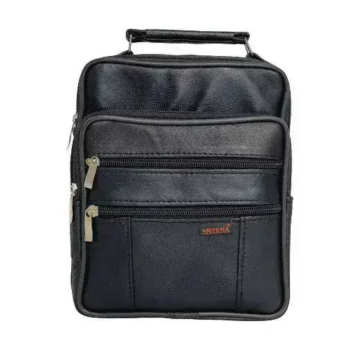 Pánská kožená crossbody taška s rukojetí, 5 kapes