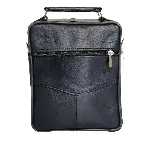 Pánská kožená crossbody taška s rukojetí, 5 kapes