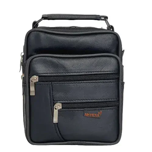 Pánská kožená crossbody taška s rukojetí a 5 kapsami
